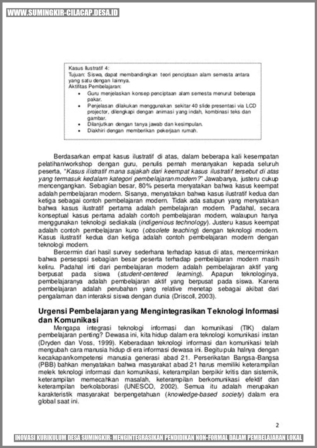 Inovasi Kurikulum Desa Sumingkir: Mengintegrasikan Pendidikan Non-Formal dalam Pembelajaran Lokal